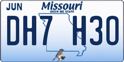 MO license plate DH7H3O