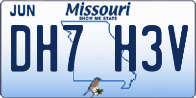 MO license plate DH7H3V