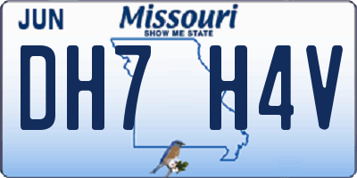 MO license plate DH7H4V