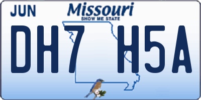 MO license plate DH7H5A