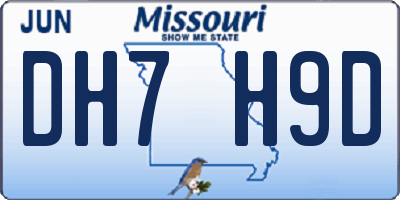 MO license plate DH7H9D