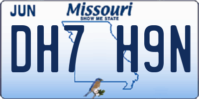 MO license plate DH7H9N