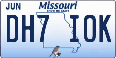 MO license plate DH7I0K