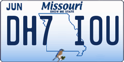MO license plate DH7I0U