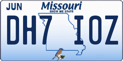 MO license plate DH7I0Z