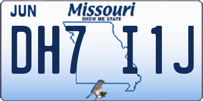 MO license plate DH7I1J