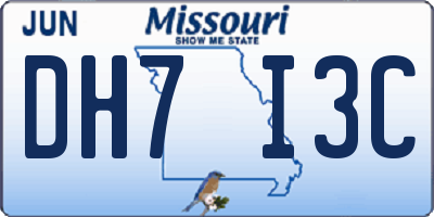 MO license plate DH7I3C
