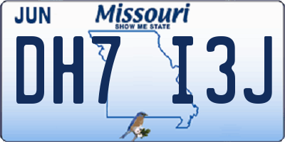 MO license plate DH7I3J