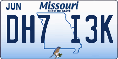 MO license plate DH7I3K