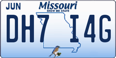 MO license plate DH7I4G