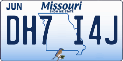 MO license plate DH7I4J