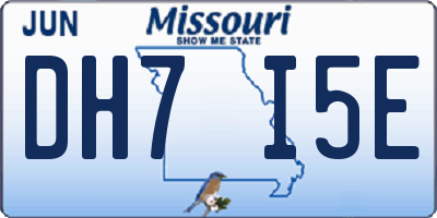 MO license plate DH7I5E