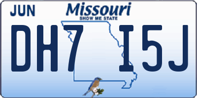 MO license plate DH7I5J