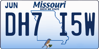 MO license plate DH7I5W