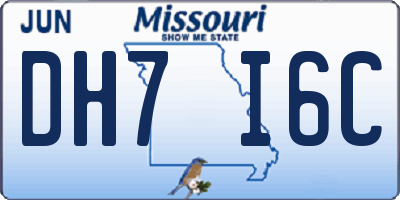 MO license plate DH7I6C