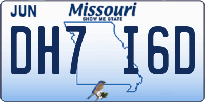 MO license plate DH7I6D