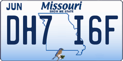 MO license plate DH7I6F