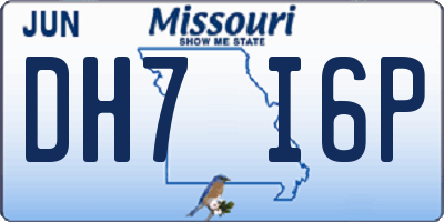 MO license plate DH7I6P