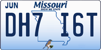MO license plate DH7I6T