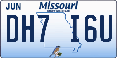 MO license plate DH7I6U