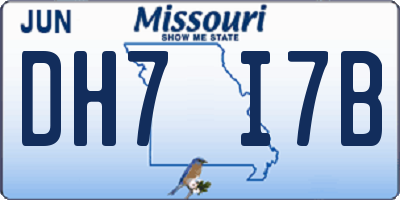 MO license plate DH7I7B