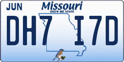 MO license plate DH7I7D