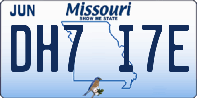 MO license plate DH7I7E