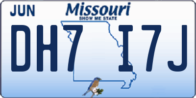 MO license plate DH7I7J