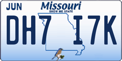 MO license plate DH7I7K