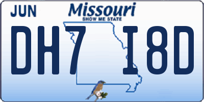 MO license plate DH7I8D