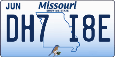 MO license plate DH7I8E