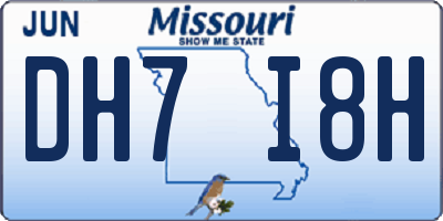 MO license plate DH7I8H