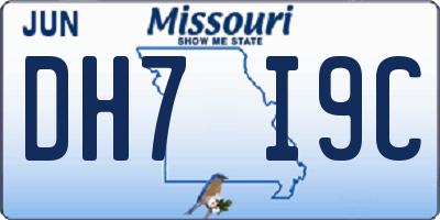 MO license plate DH7I9C