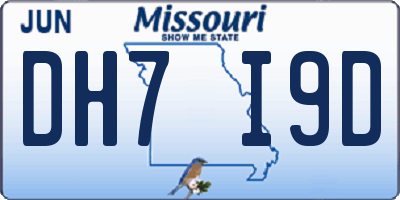 MO license plate DH7I9D