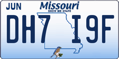 MO license plate DH7I9F