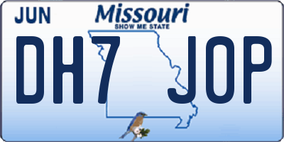 MO license plate DH7J0P
