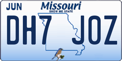 MO license plate DH7J0Z