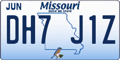 MO license plate DH7J1Z