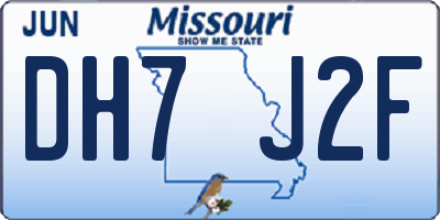MO license plate DH7J2F