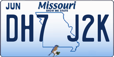 MO license plate DH7J2K