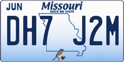 MO license plate DH7J2M