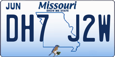 MO license plate DH7J2W