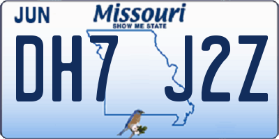MO license plate DH7J2Z