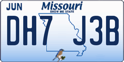MO license plate DH7J3B