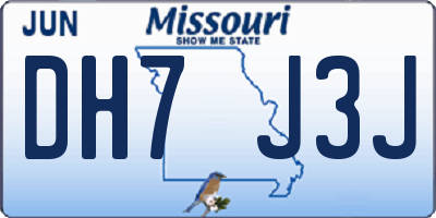 MO license plate DH7J3J