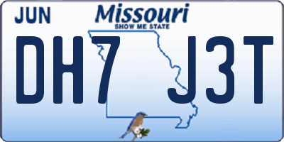 MO license plate DH7J3T