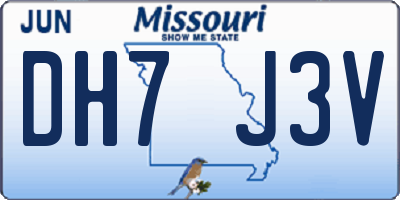 MO license plate DH7J3V
