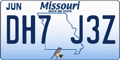 MO license plate DH7J3Z