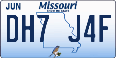 MO license plate DH7J4F