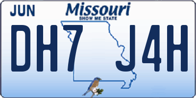 MO license plate DH7J4H
